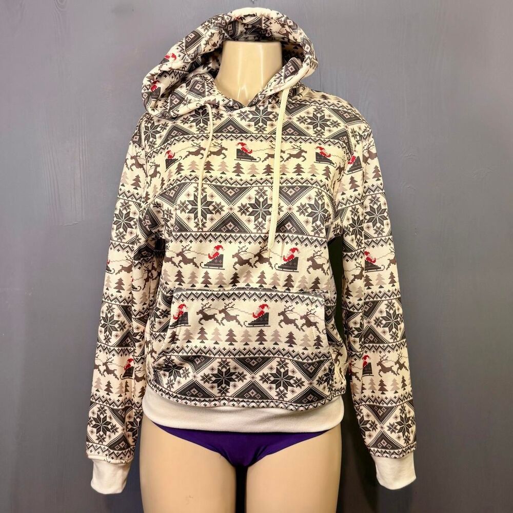 FaZe 1 Ugly Christmas Hoodie Santa Reindeer Nordic Fair Isle Pullover S